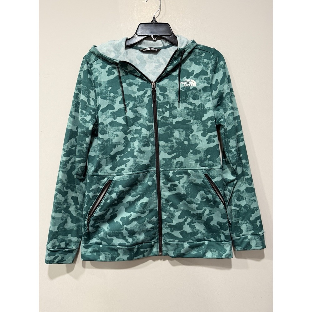 North Face Pre-owned Size Medium Zip Up Hoodie Green 100% Polyester